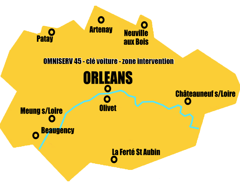 Zone d'intervention cle voiture Orleans 